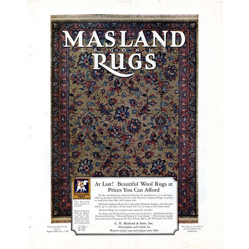 Masland Rugs / Ivory Soap Advertisement 1925 Home Decor Health Beauty Full Color
